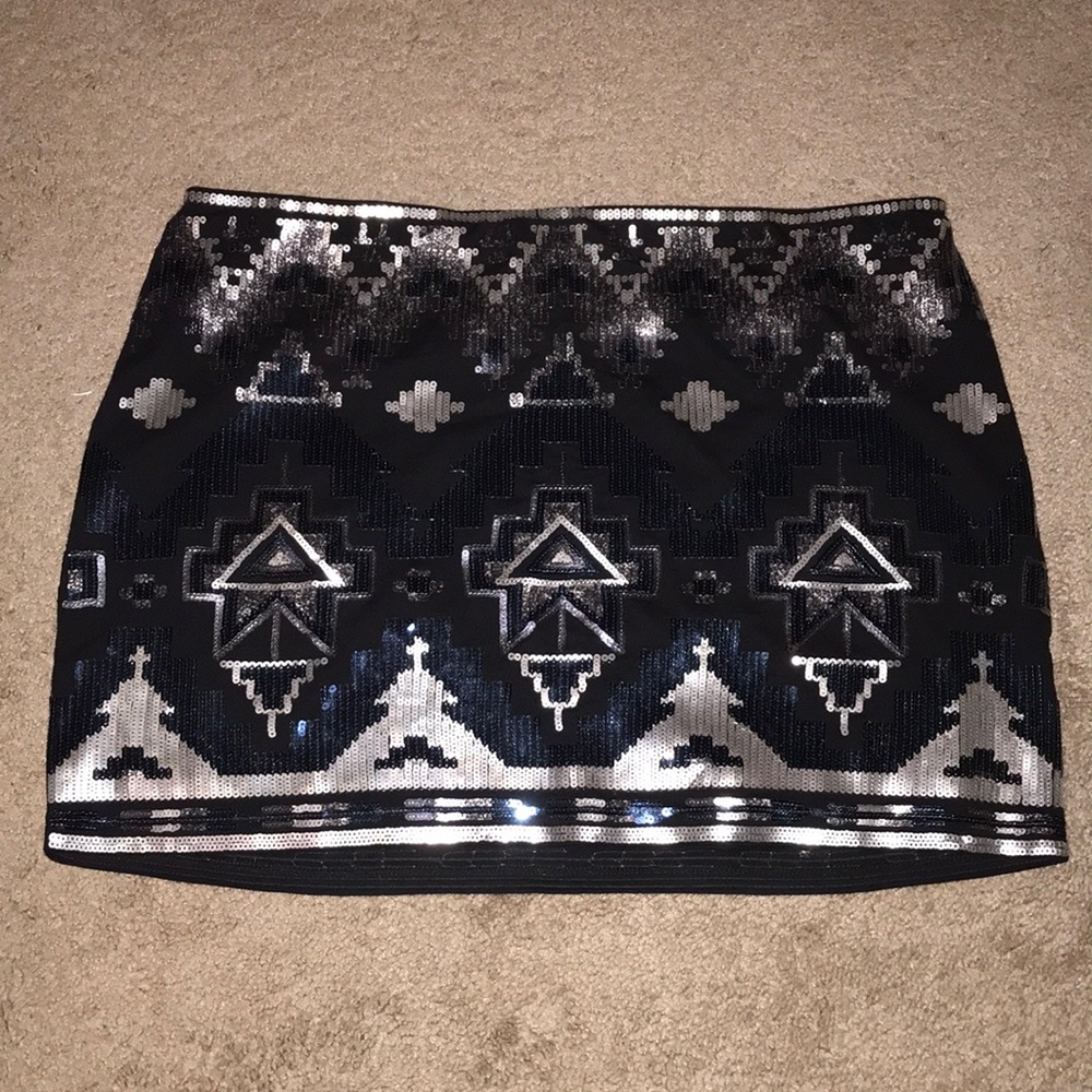 Express Tribal Sequin Mini Skirt